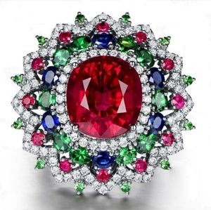 Brilliant Ruby, Emerald & Sapphire Luxury Ring